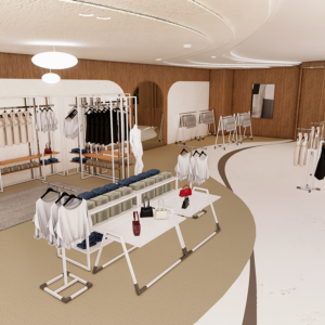 3D rendering of a mock store with Eldura system
