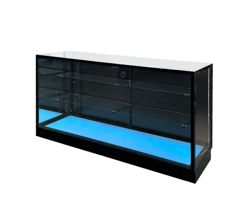 4' Black Extra Vision Display Case w/ RGB Lighted Base | Store Displays®