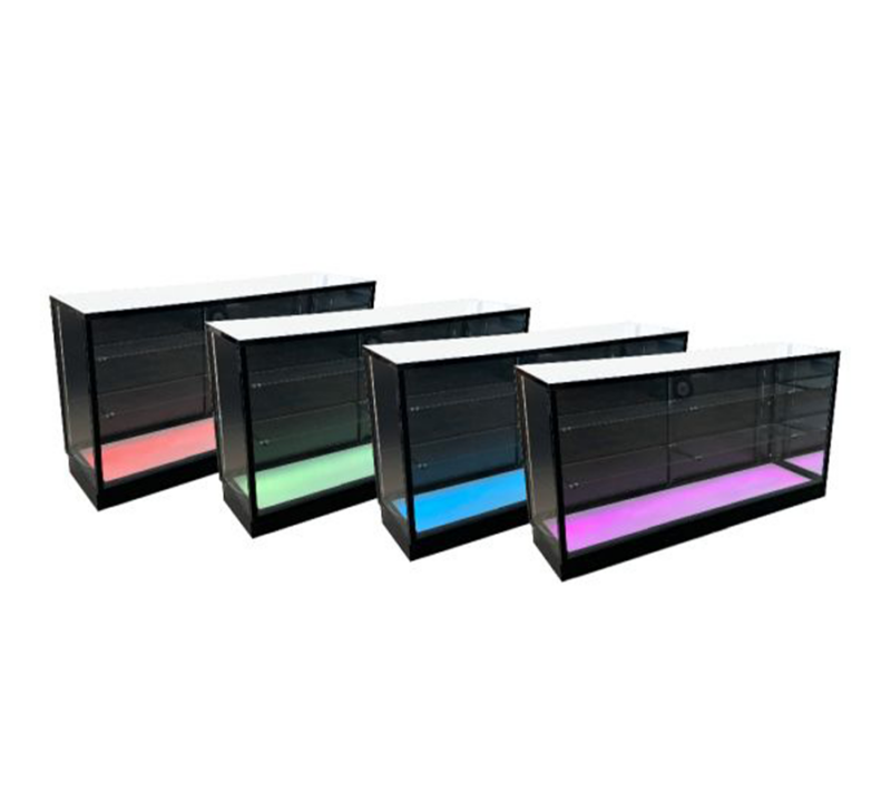 4' Black Extra Vision Display Case w/ RGB Lighted Base