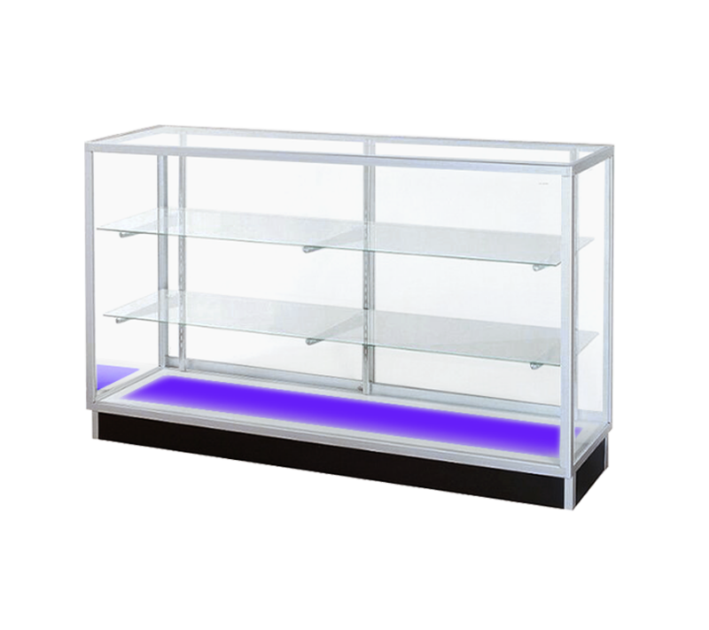 4′ SILVER EXTRA VISION DISPLAY CASE W/ RGB LIGHTED BASE