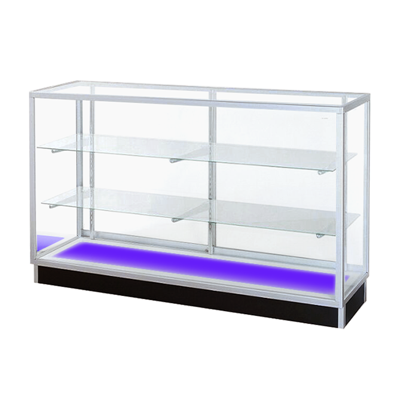 4′ SILVER EXTRA VISION DISPLAY CASE W/ RGB LIGHTED BASE