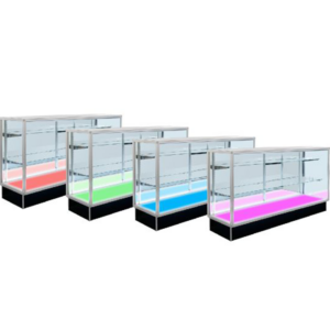 4′ SILVER EXTRA VISION DISPLAY CASE W/ RGB LIGHTED BASE