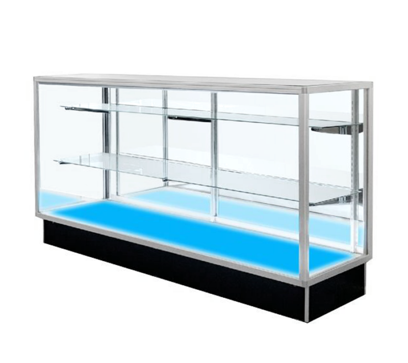 6′ SILVER EXTRA VISION DISPLAY CASE W/ RGB LIGHTED BASE