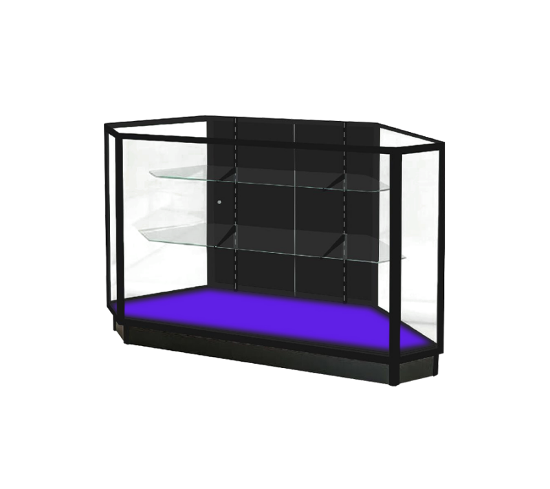 Black Corner Standard Extra Vision Display Case w/ RGB Lighted Base