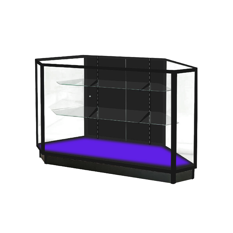 Black Corner Standard Extra Vision Display Case w/ RGB Lighted Base