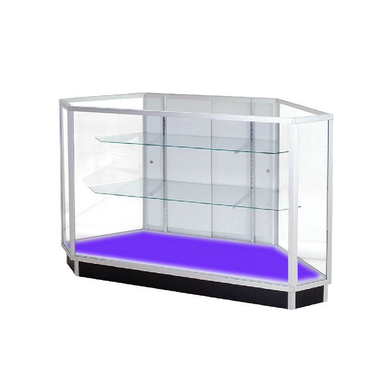 Silver Corner Standard Extra Vision Display Case w/ RGB Lighted Base