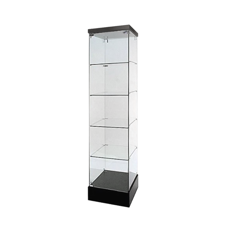 FRAMELESS GLASS TOWER DISPLAY CASE 20″L X 72″H