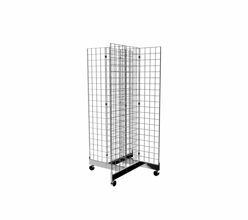 Chrome 2' x 5' grid panel with 4-way base