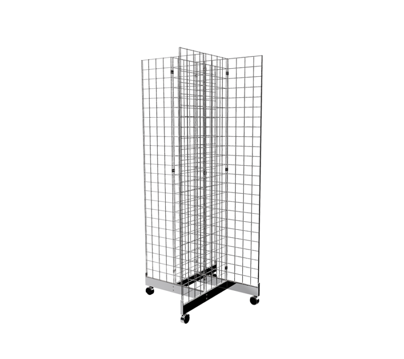 Chrome 2' x 6' grid panel with 4-way base