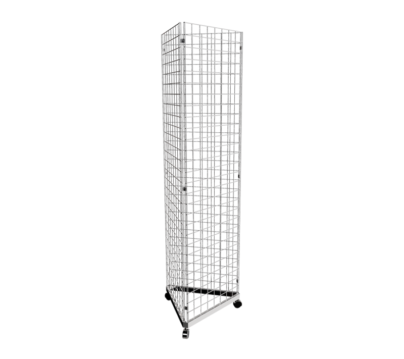 Chrome 2' x 7' grid panel with triangle base