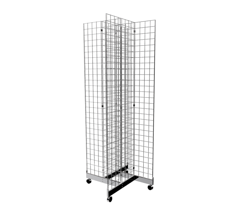 Chrome 2' x 7' grid panel with 4-way base