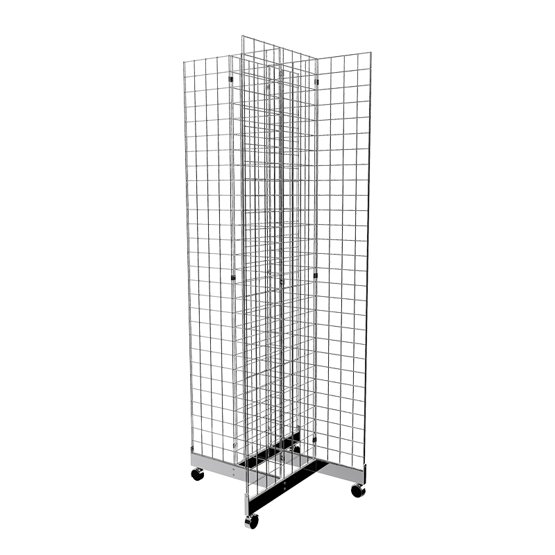 Chrome 2' x 7' grid panel with 4-way base