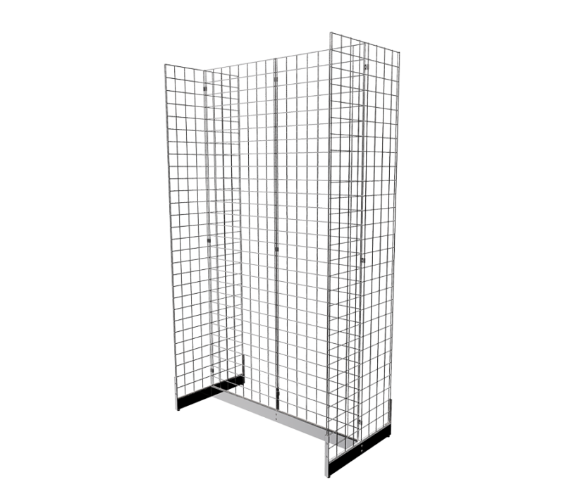 Chrome 2' x 7' grid panel with gondola base