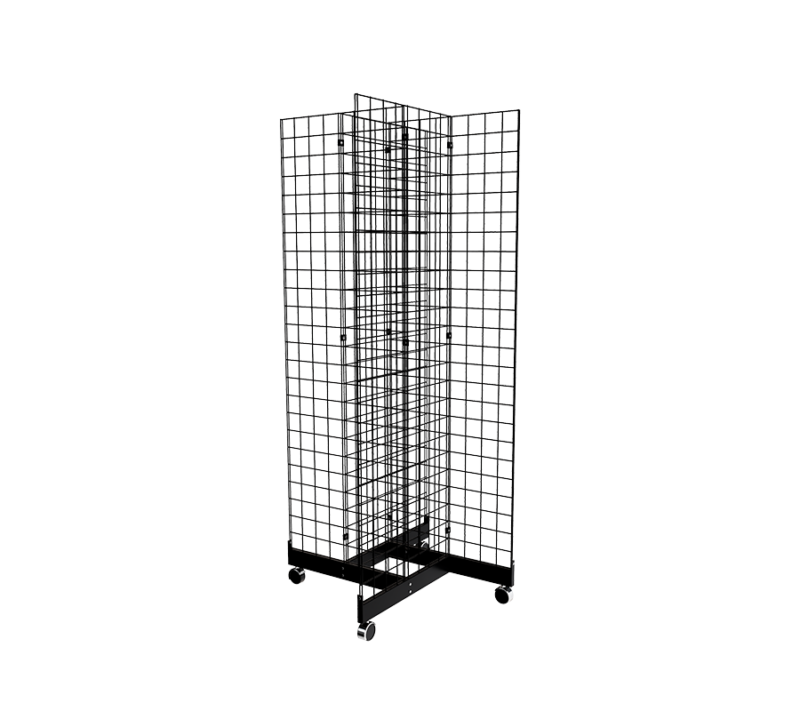 Black 2' x 6' grid panel with 4-way base
