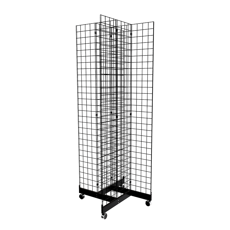 Black 2' x 7' grid panel with 4-way base