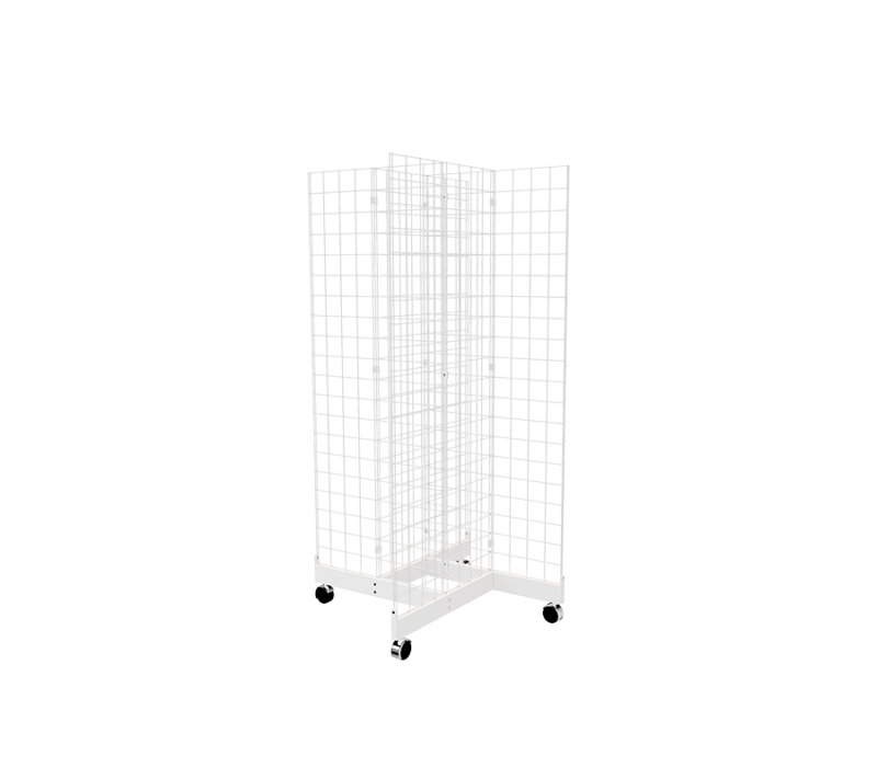 White 2' x 5' grid panel with 4-way base