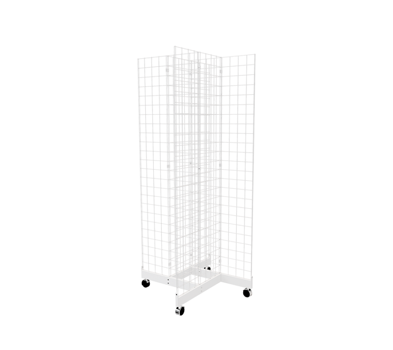 White 2' x 6' grid panel with 4-way base