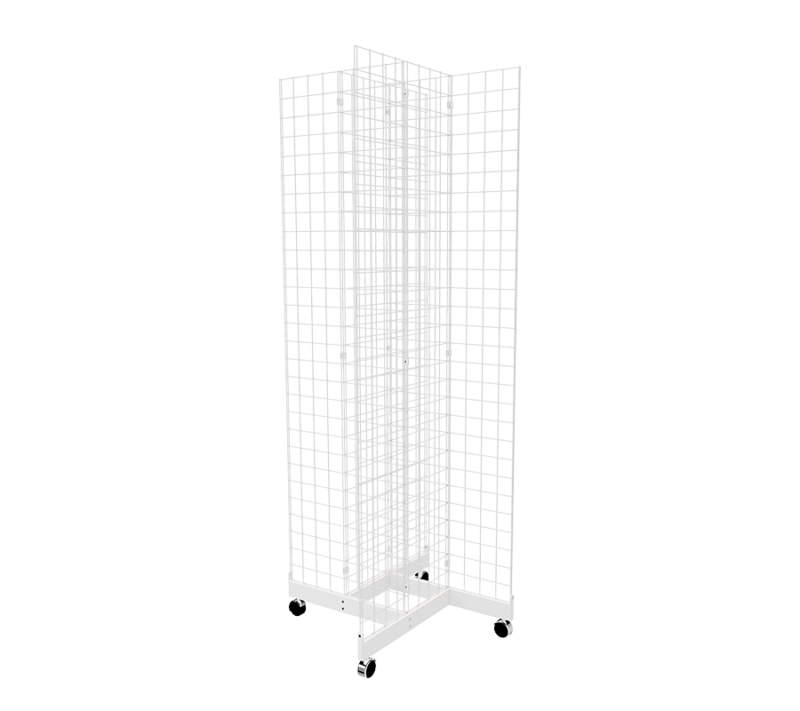 White 2' x 7' grid panel with 4-way base