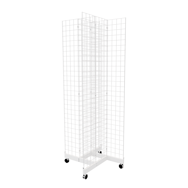 White 2' x 7' grid panel with 4-way base