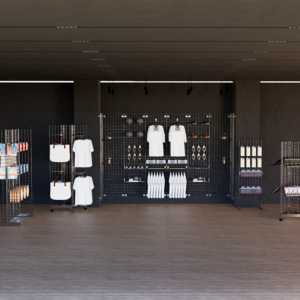Chrome Gridwall mock store front rendered image