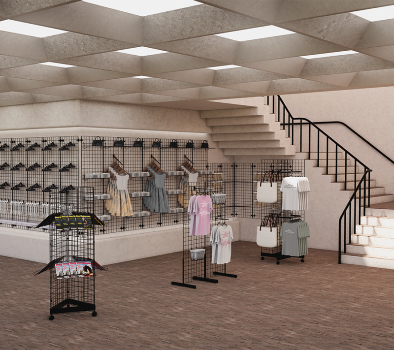Gridwall mock store front rendered image