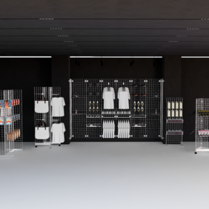 White Gridwall mock store front rendered image