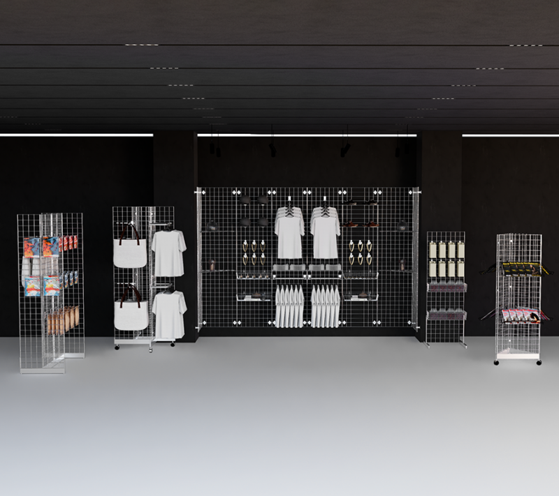 White Gridwall mock store front rendered image