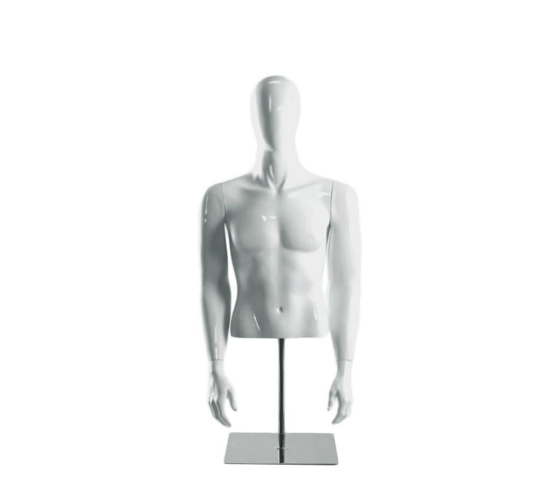 Male Egg Head Half Body Mannequin