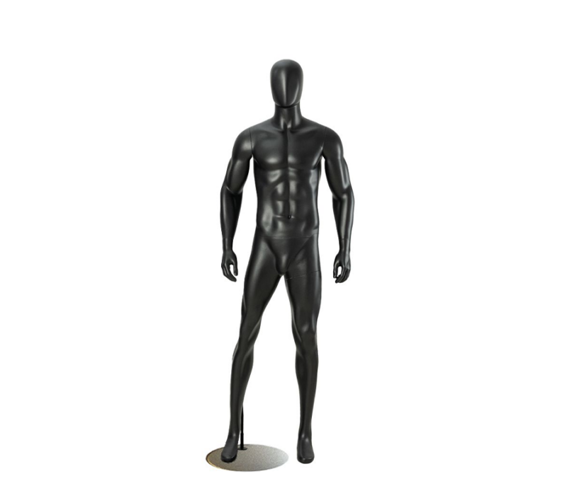 Matte Black Muscular Male Mannequin