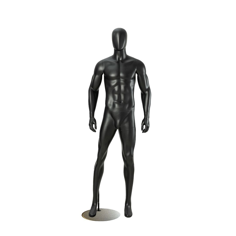 Matte Black Muscular Male Mannequin