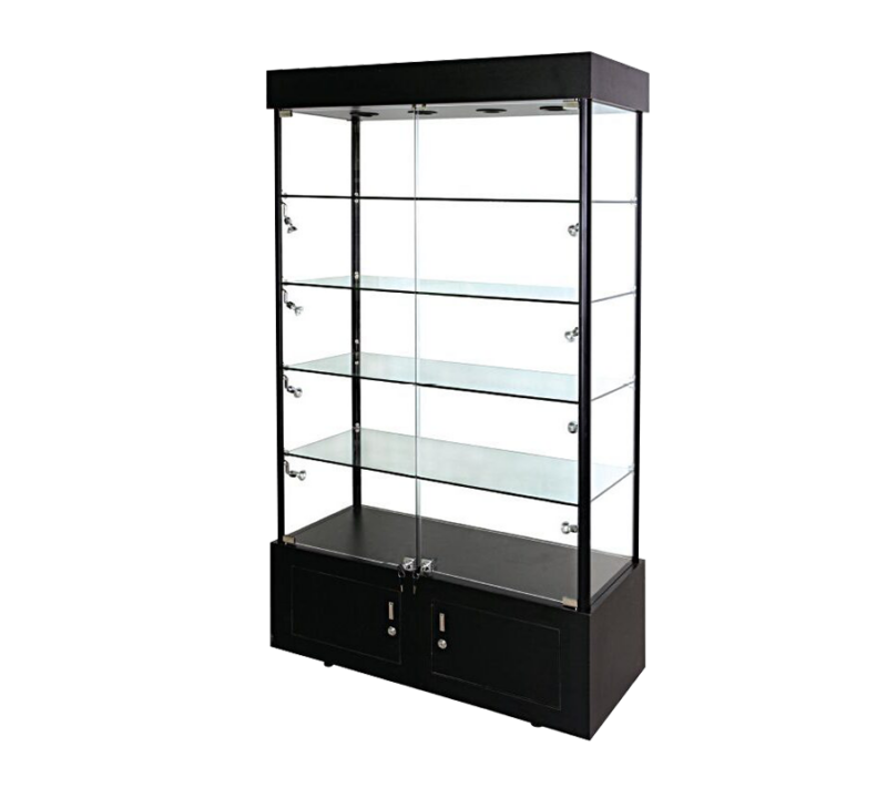 40"L x 73"H Black Tower Rectangular Case w/ Base Storage
