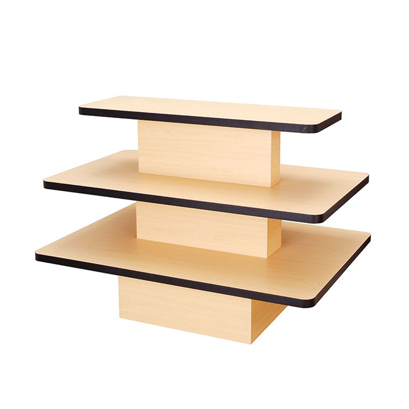 3-Tier Wood Rectangular Display Table w/ Black Edges