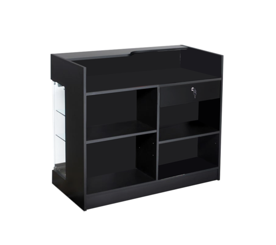 Black Ledgetop Counter Display Case – Knock Down Showcase Store Fixture LTC-GL6BK-SC