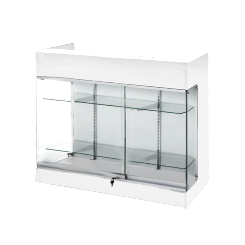 4′ LEDGETOP COUNTER W/ GLASS FRONT – WHITE