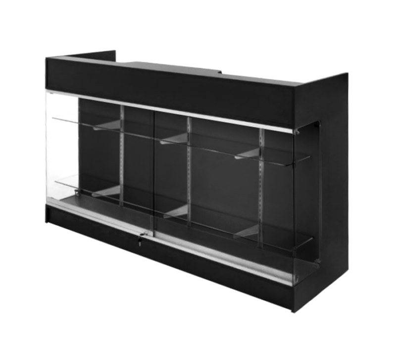 6′ LEDGETOP COUNTER W/ GLASS FRONT – BLACK