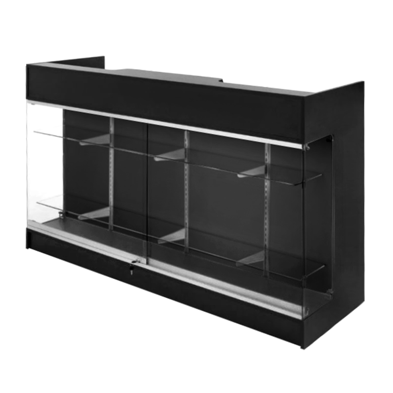 6′ LEDGETOP COUNTER W/ GLASS FRONT – BLACK