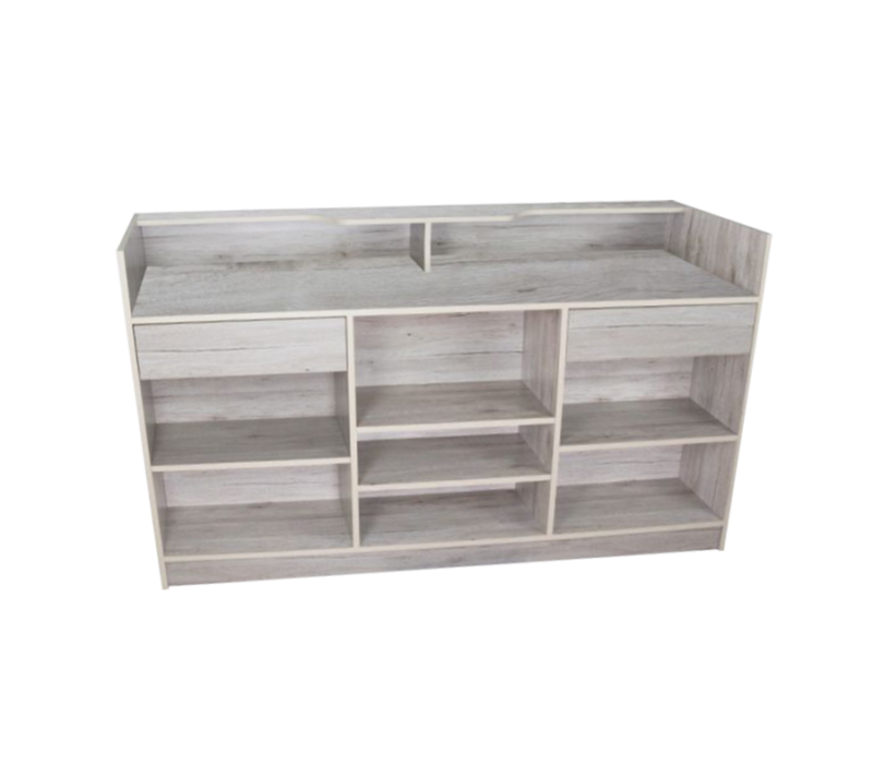 6′ LEDGETOP COUNTER W/ GLASS FRONT – BARNWOOD