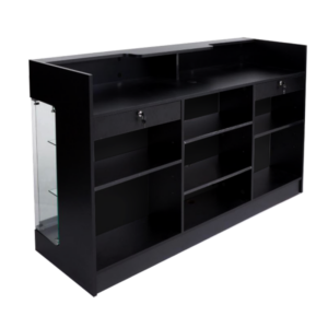 6′ LEDGETOP COUNTER W/ GLASS FRONT – BLACK