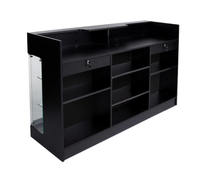 6′ LEDGETOP COUNTER W/ GLASS FRONT – BLACK