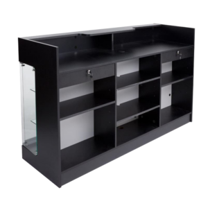 6′ LEDGETOP COUNTER W/ GLASS FRONT – BLACK
