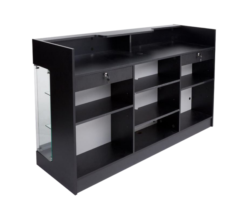 6′ LEDGETOP COUNTER W/ GLASS FRONT – BLACK