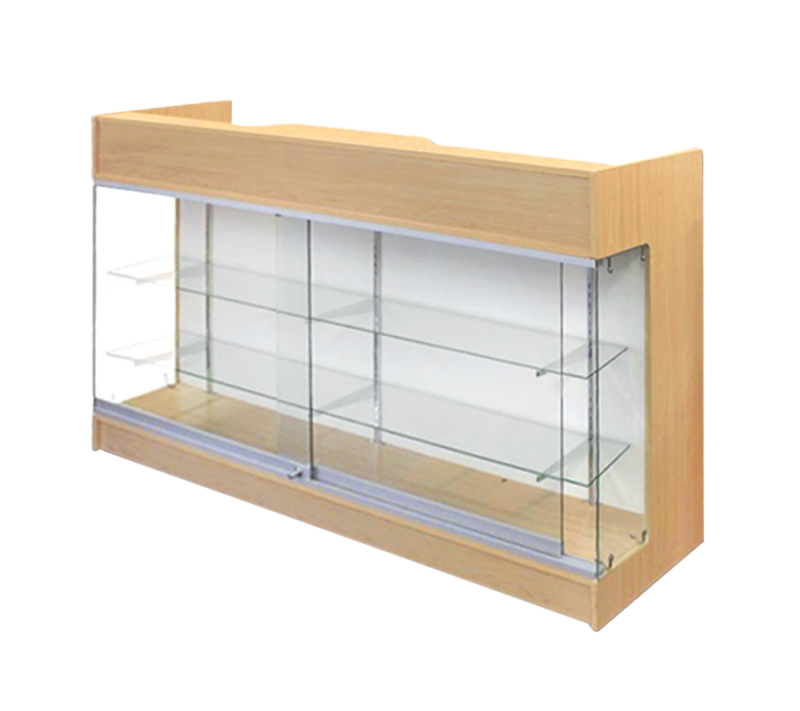 6′ LEDGETOP COUNTER W/ GLASS FRONT – MAPLE