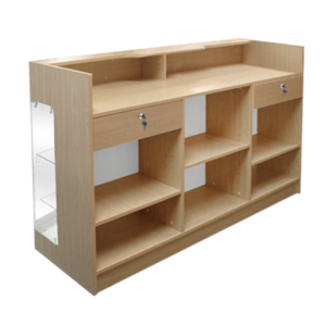 6′ LEDGETOP COUNTER W/ GLASS FRONT – MAPLE