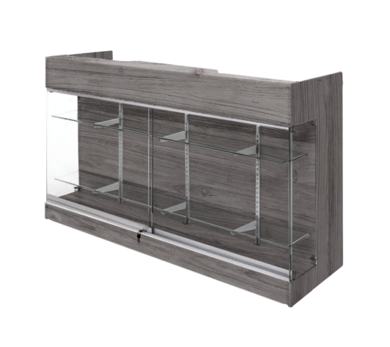 6' Ledgetop Counter w/ Glass Front - Rustic Grey