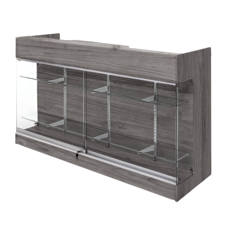 6' Ledgetop Counter w/ Glass Front - Rustic Grey