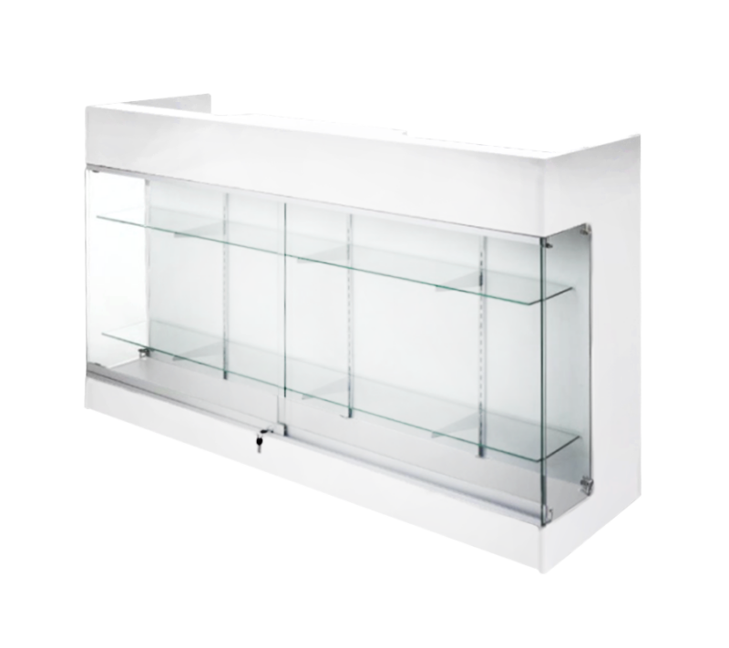 6′ LEDGETOP COUNTER W/ GLASS FRONT – WHITE