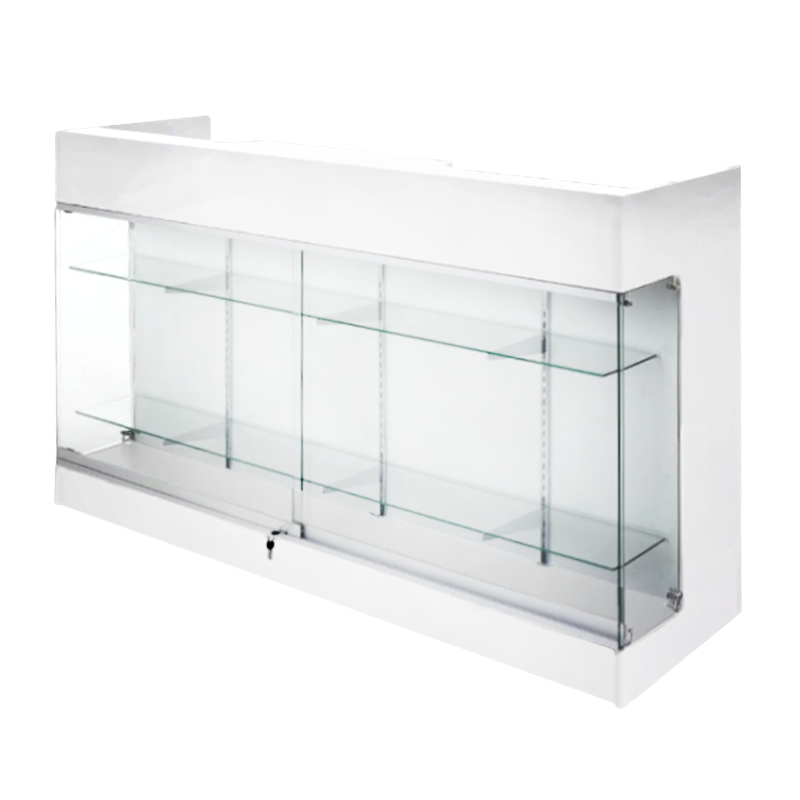 6′ LEDGETOP COUNTER W/ GLASS FRONT – WHITE