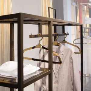 bronze finish for the hybrid etagere display