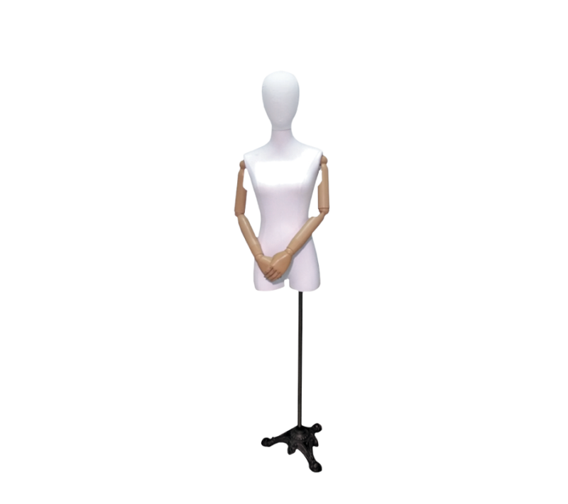 Female White Linen Dress Body Form