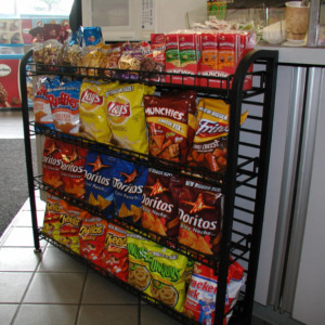 example picture of under the counter wire rack with chips